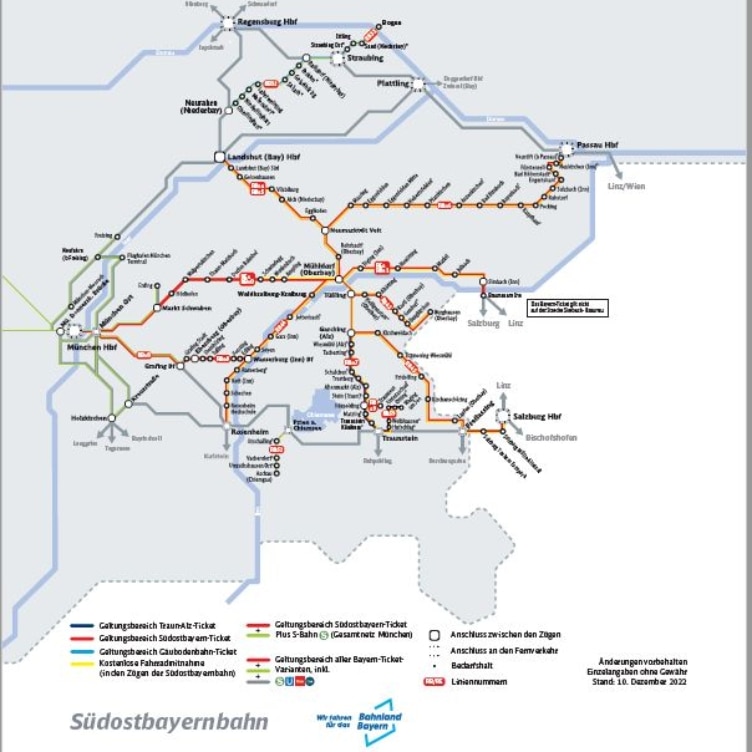 Streckennetz Der Südostbayernbahn Und Der Gäubodenbahn